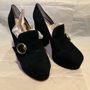 Gianvito Rossi black buckled suede pumps